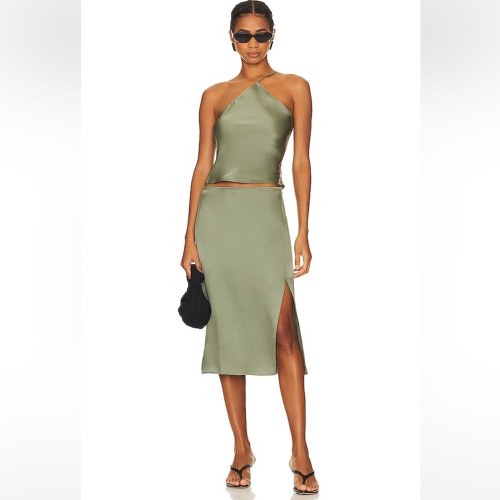 Anine Bing Jolie N Skirt in Artichoke Silk Skirt size Medium BNWT
